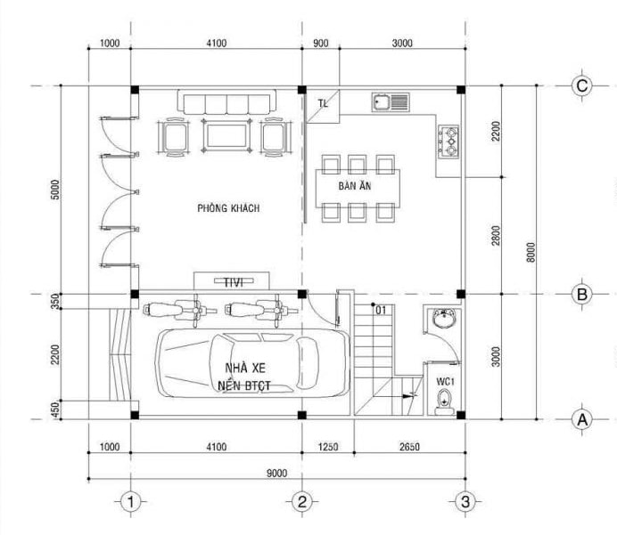 Ban Ve Thiet Ke Nha Vuong 8x9m